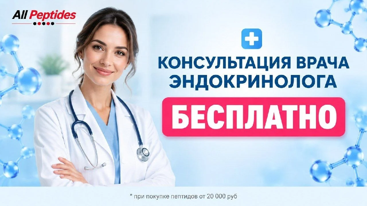Консультация врача-эндокринолога бесплатно при покупке пептидов от 20 000 ₽